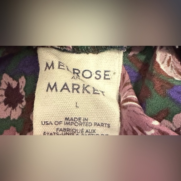 Melrose and Market Floral Ruched Mini Dress. Size Large. - Picture 7 of 8